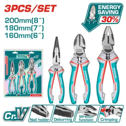 JEU DE PINCES TOTAL THT2K0301S – 3 PIÈCES, 160–200 MM