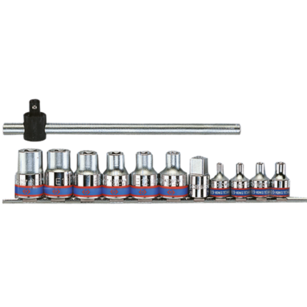 JEU DE DOUILLES 3/8" ET 1/2" TORX® SUR RAIL AVEC ACCESSOIRES - 12 PIÈCES 7112PR